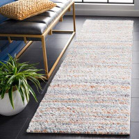 17 Stories Berber Shag 545 Area Rug In Blue Rust / Ivory