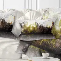 East Urban Home Grunge City Panorama Cityscape Pillow