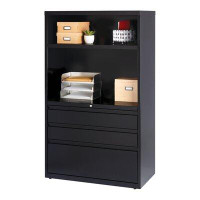 Inbox Zero Hirsh 36-in Wide Hl8000 Series 3 Drawer Box-box-file Lateral Combo File Cabinet, Black