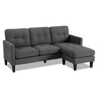 Latitude Run® Convertible Sectional Sofa Couch, Modern L-Shaped Couch 3-Seat Sofa, Reversible Sectional, Grey