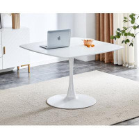George Oliver Mid-century Round Dining Table for 4-6 People with MDF Table Top and Pedestal Base