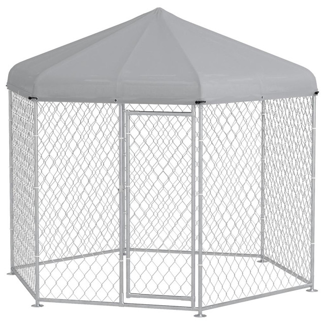 Dog Kennel 9.2' x 8' x 7.7' Silver in Accessories - Image 2