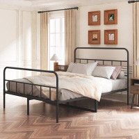 Ebern Designs Metal Platform Bed frame with Headboard