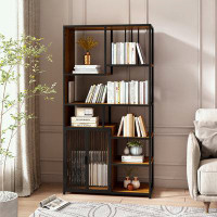 17 Stories Multipurpose Bookshelf Storage Rack with Left Side Enclosed Storage Cabinet