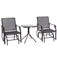 Ebern Designs 3 Piece Outdoor Glider Chair with Coffee Table Bistro Set