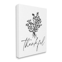 Stupell Industries Thankful Script Delicate Botanical Blooms Petals Bouquet Canvas Wall Art By Lettered And Lined