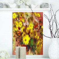 East Urban Home Floral 'Bouquet Yellow Peonies' Print on Wrapped Canvas