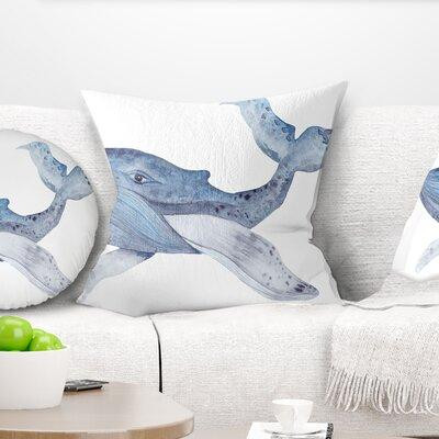 East Urban Home Animal Large Watercolor Whale Pillow in Bedding