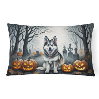 East Urban Home Alaskan Malamute Spooky Halloween Fabric Decorative Pillow