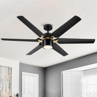 Wenty 60" 6 - Blade LED Leaf Blade Ceiling Fan with Remote Control and Light Kit Included