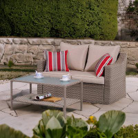 Winston Porter Outdoor Patio Conversation Furniture Sets, 1piece Loveseat And 1piece Rectangle Coffee Table