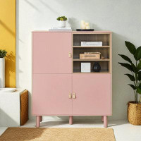 Latitude Run® Modern Wooden Storage Cabinet Incorporating Multiple Functions, and Leather-Grip Drawers