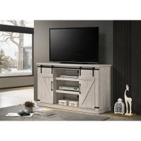 Gracie Oaks Dusty Grey 54" Wide TV Stand With Sliding Doors And Cable Management-30" H x 54" W x 15" D