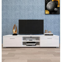 Latitude Run® White TV Stand For 70" TV Stand, 2 Storage Cabinets With Open Shelves