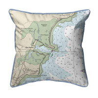 East Urban Home Rye Harbour, NH Nautical Map Large Corded Indoor/Outdoor Pillow 18x18