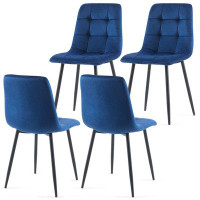Mercer41 Set Of 4 Modern Blue Velvet Dining Chairs For Stylish Kitchen And Dining Room Comfort