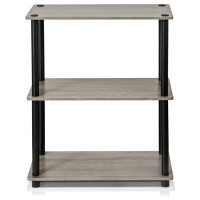 Latitude Run® Grey Oak And Black Finish 3-Tier Bookcase