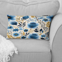 East Urban Home Nordic Yellow Blue Garden Dreams II - Floral Printed Throw Pillow