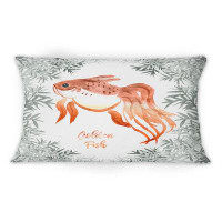 East Urban Home Vintage Golden Fish Surrounded By Green Plants -1 Traditional Printed Throw Pillow