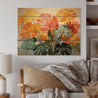 Bayou Breeze Orange Green Tropical Plants I On Wood Print