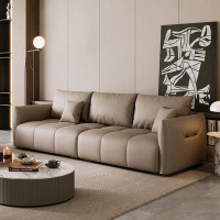Fortuna Femme 108.27" LightCoffeeColor Genuine Leather Modular Sofa cushion couch