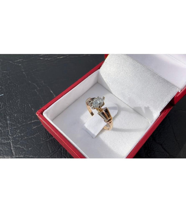 #456 - 14k Yellow Gold, 1/3 Carat Natural Marquis Diamond Ring, Size 4 1/2 in Jewellery & Watches - Image 3