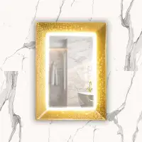 Everly Quinn Glam Beveled Lighted Bathroom/Vanity Mirror