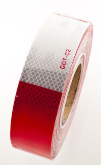 NEW 164 FT X 2 REFLECTIVE RED & WHITE TRAILER TAPE TTRF