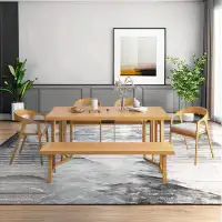 Hokku Designs 62.99" Burlywood Solid Wood Rectangular Dining Table