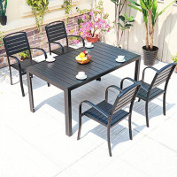 Wildon Home® Outdoor plastic wood table and chair combination