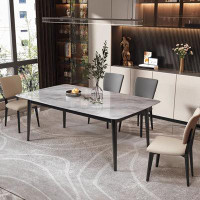 Fit and Touch 4 - Person Picture Colour  Rectangular Marble Dining Table Set