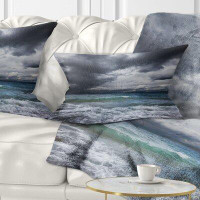 Made in Canada - East Urban Home Beach Photo Troubled Sea Under Stormy Sky Lumbar Pillow