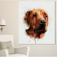 Design Art 'Brown Dog Face Watercolor' Painting Print on Wrapped Canvas