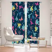 East Urban Home Lined Window Curtains 2-panel Set for Window Size by Metka Hiti - Dinosaur Multi