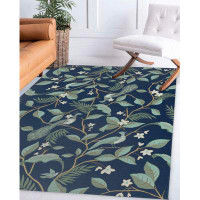 Red Barrel Studio Hadessah Floral Machine Woven Polyester Area Rug in Blue