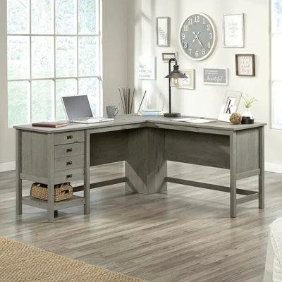Gracie Oaks Gracie Oaks Cottage Road Wood L-Shaped Desk, Mystic Oak Finish in Desks