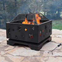Ebern Designs Thunderbolt 26'' H x 26' W Steel Wood Burning Outdoor Fire Pit with Lid