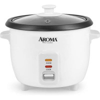 Aroma Housewares Aroma Housewares Aroma 6-cup (cooked) 1.5 Qt. One Touch Rice Cooker, White (arc-363ng), 6 Cup Cooked/ 3