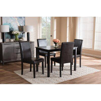 Red Barrel Studio Lefancy Mia Modern and Contemporary Dark Brown Faux Leather Upholstered 5-Piece Dining Set