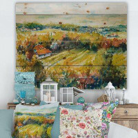 East Urban Home Rural Autumn Landscape - Country Print On Natural Pine Wood