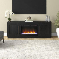 Everly Quinn Roseabella TV Stand for TVs up to 78" with Electric Fireplace Included