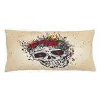 East Urban Home Sugar Skull Indoor / Outdoor Lumbar Pillow Cover