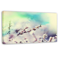 Made in Canada - Design Art 'White Cherry Blossoming Flowers' Graphic Art on Wrapped Canvas
