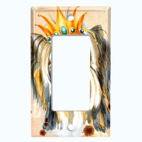 WorldAcc Metal Light Switch Plate Outlet Cover (Cute Papillon Dog Feathers Crown     - Single Toggle)