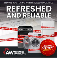 ALL HOME APPLIANCES WASHER/DRYER/FRIDGE/STOVE! NEW SCRAATCH AND DENT OR REFRUBISHED - 1 YEAR FULL WARRANTY!!!