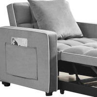 Latitude Run® Versatile convertible sofa with storage pockets and adjustable backrests