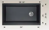 Granite Series: 36.5 or 34.5 x 18.5 x 10 Inch Undermount or Drop In Ledger Kitchen Sink Available in 4 Colors