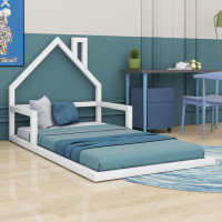 Winston Porter Reniqua Twin Size Wood Floor Bed With House-Shaped Headboard