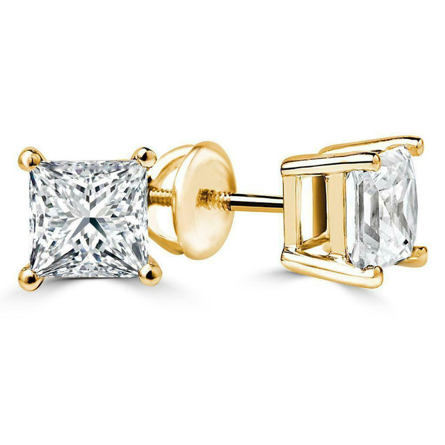 Princess Diamond Stud Earrings 2.00CTW /  Boucles d`oreilles en diamants 2.00 carat total in Jewellery & Watches in Greater Montréal - Image 3