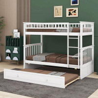 Harriet Bee Twin Over Twin Bunk Bed With Twin Size Trundle, Convertible Beds